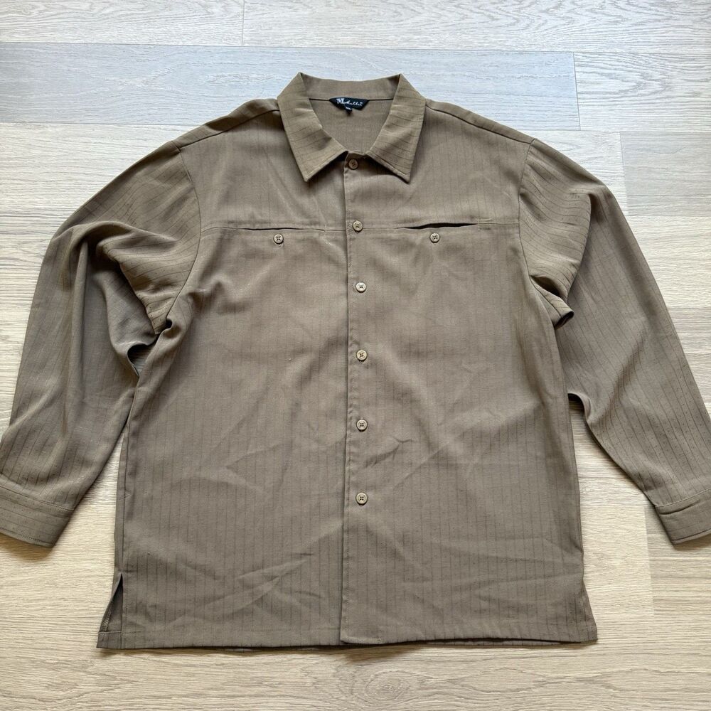 Vintage Maltos Shirt Men XXL Brown Retro Polyester Heavy